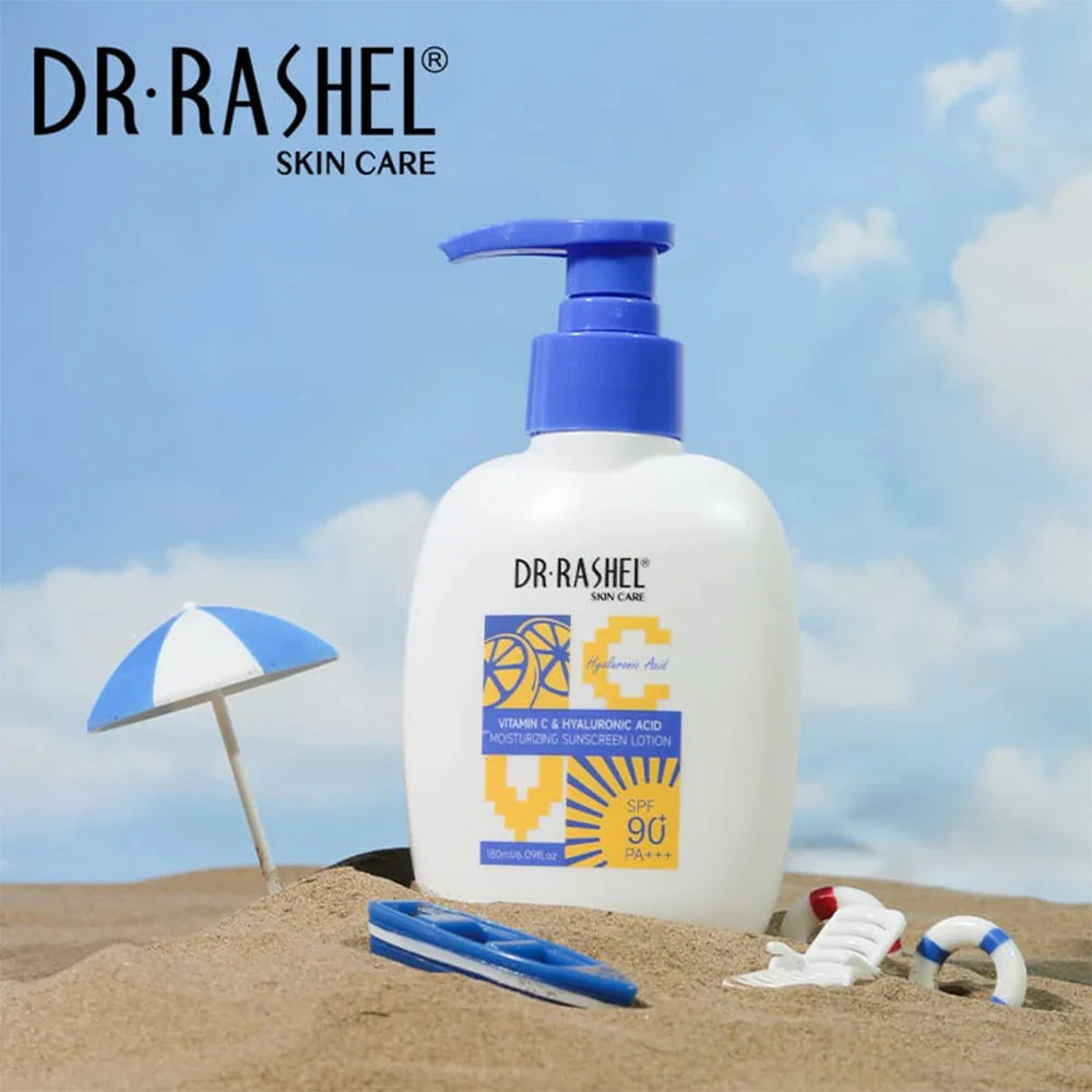 Dr Rashel Vitamin C & Hyaluronic Acid Moisturizing Sunscreen Lotion SPF 90+ PA+++ - 180ML