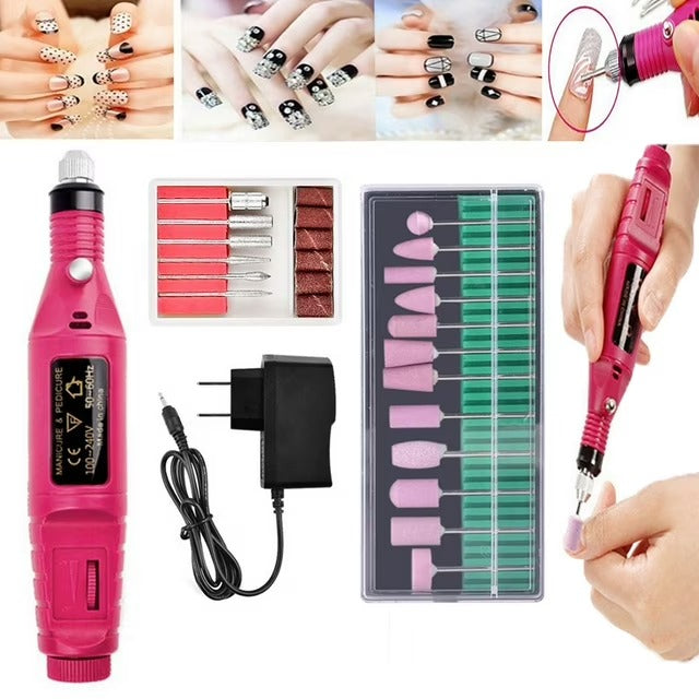 Electric Mini Nail Drill Manicure & Pedicure Buffing Grooming And Polishing Nails