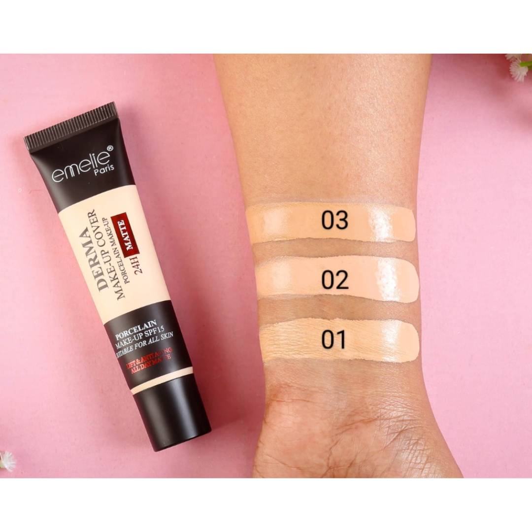 Emelie Derma Makeup Cover Matte Foundation Tube 45g