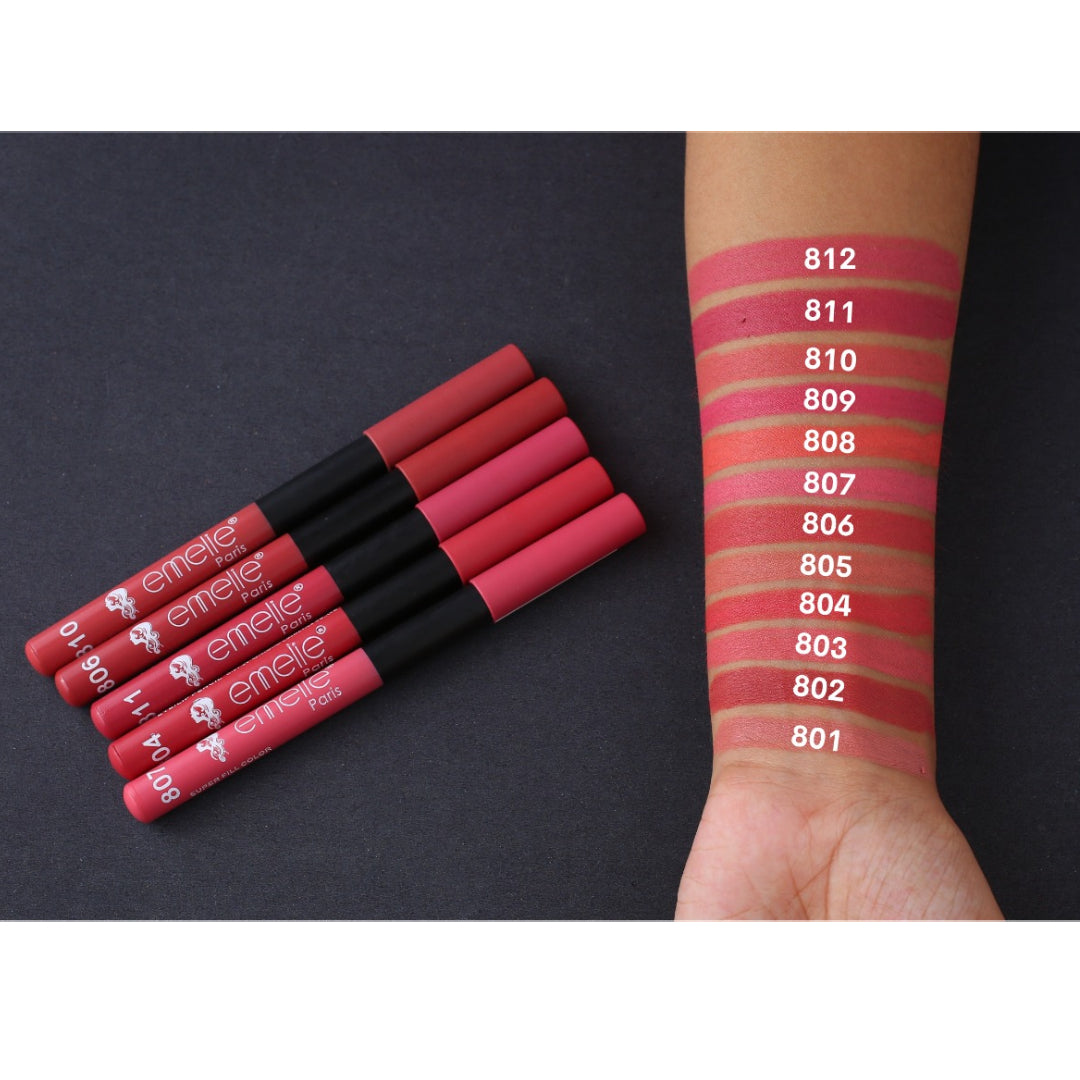 Emelie Matte Lip & Eye Pencil 12Pcs Set