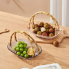 Multipurpose Portable Acrylic Dry Fruit Tray With Wooden Style Handle