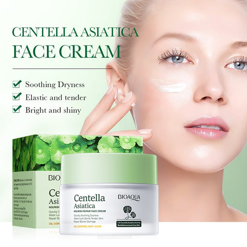 BIOAQUA Centella Asiatica Soothing Nourish Repair Face Cream Oil Control Anti-Acne Hydrating Moisturizing Cream 50g