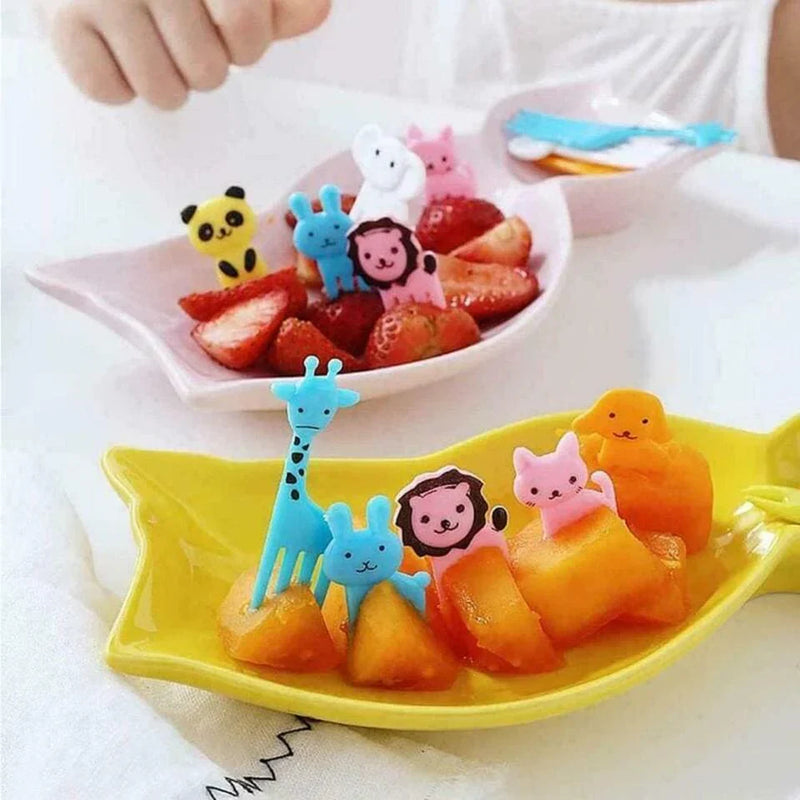 Mini Cartoon Animal Fruity Forks Reusable 50Pcs Set