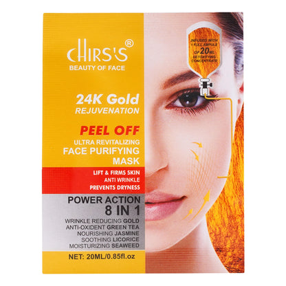 Chirss 24k Gold Rejuvenation Peel Off Face Purifying Mask 8 in 1 Power Action