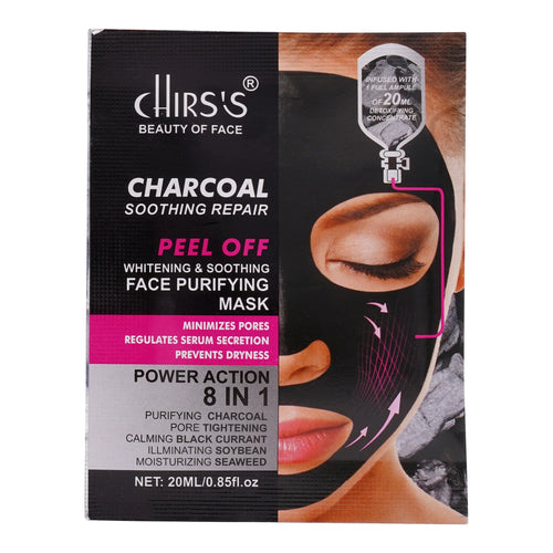 CHIRS'S Charcoal Soothing Repair Peel Off Face Purifying Mask 8 In 1 Power Action Pack of 10 Sachet