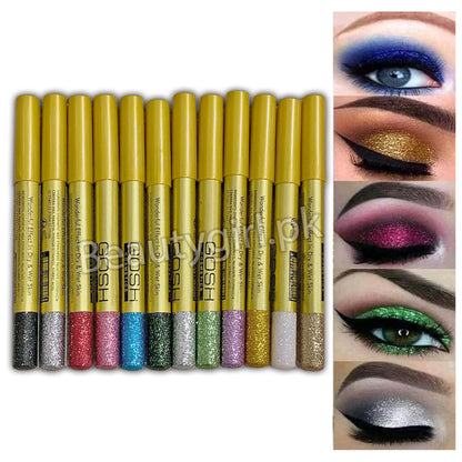 Gosh Glitter Eye-Shadow Pencil (Pack Of 12 Multicolor)