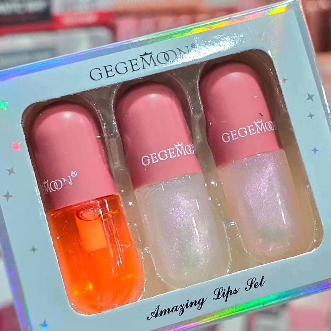 GEGEMOON Amazing Lip 3Pcs lip Protecting Oil Moisturizing Lip Gloss Set