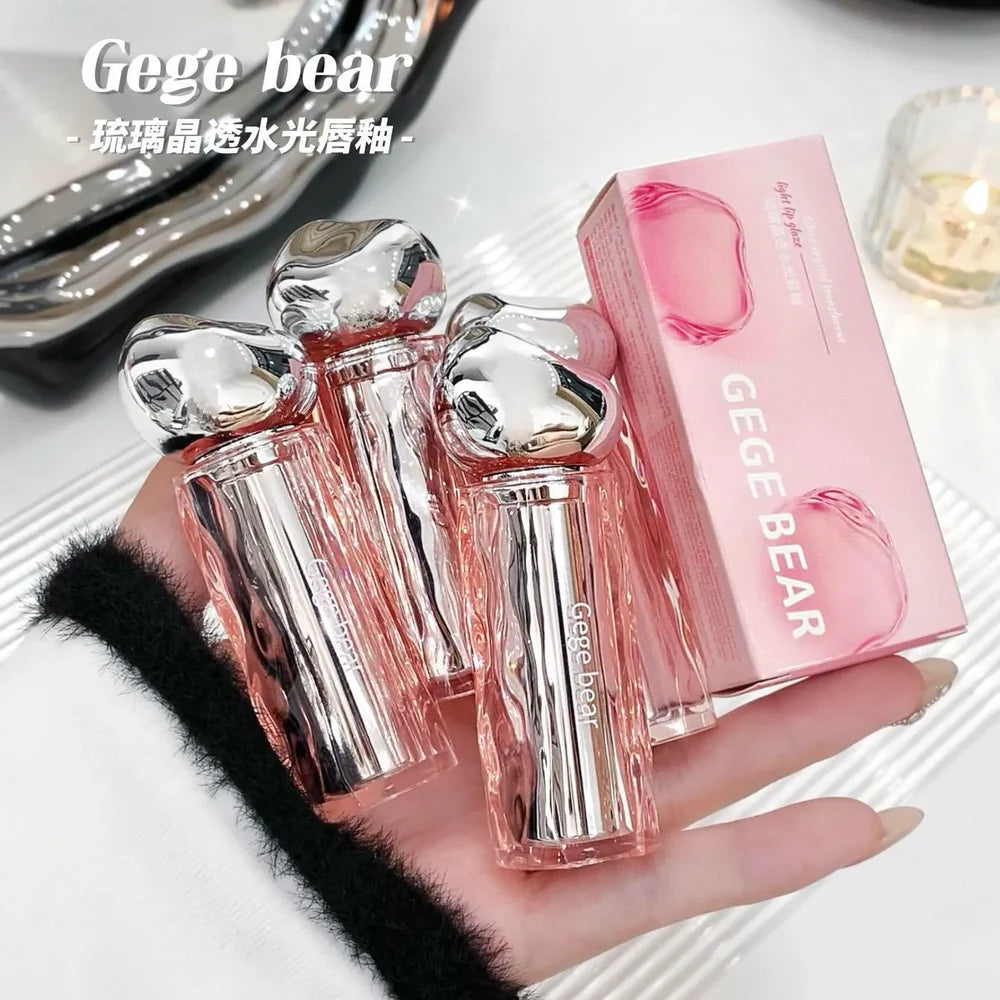 Gege Bear Glaze Crystal Lip Gloss  Translucent Shine Juicy Finish
