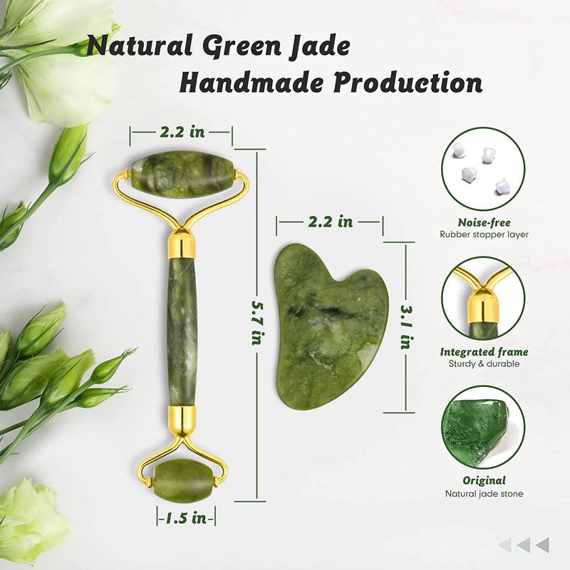 JADE ROLLER & GUA SHA FACIAL TOOL (Gift Box)