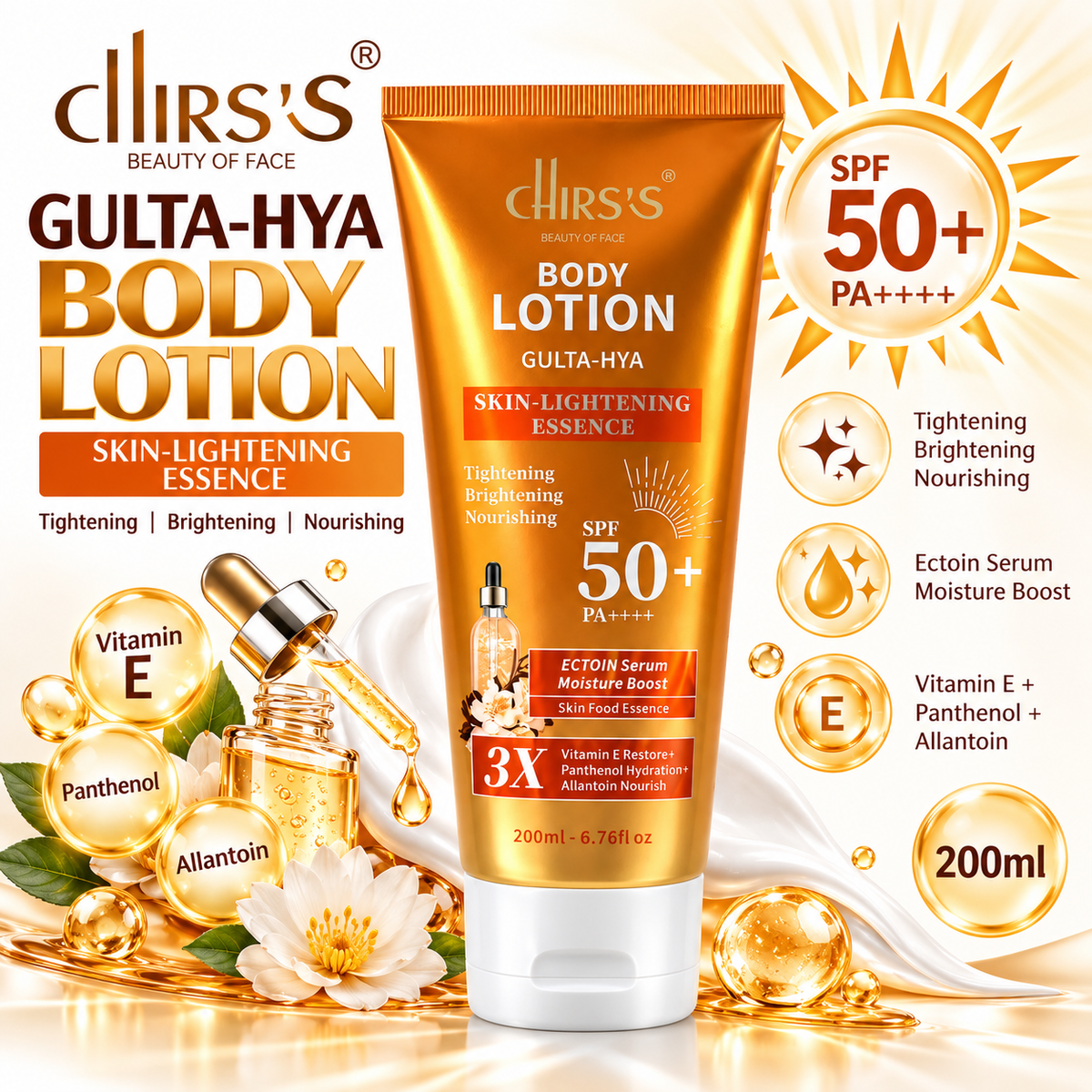 Chirss Gulta-Hya Skin Food Body Lotion SPF 50+ 200ml
