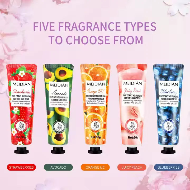 Meidian Fruit Extract Moisturizing Perfumed Hand Cream Set  Pack Of 5