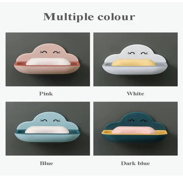 Wall Mounted Cute Cloud Shape Soap Holder Removable Drain Soap Tray