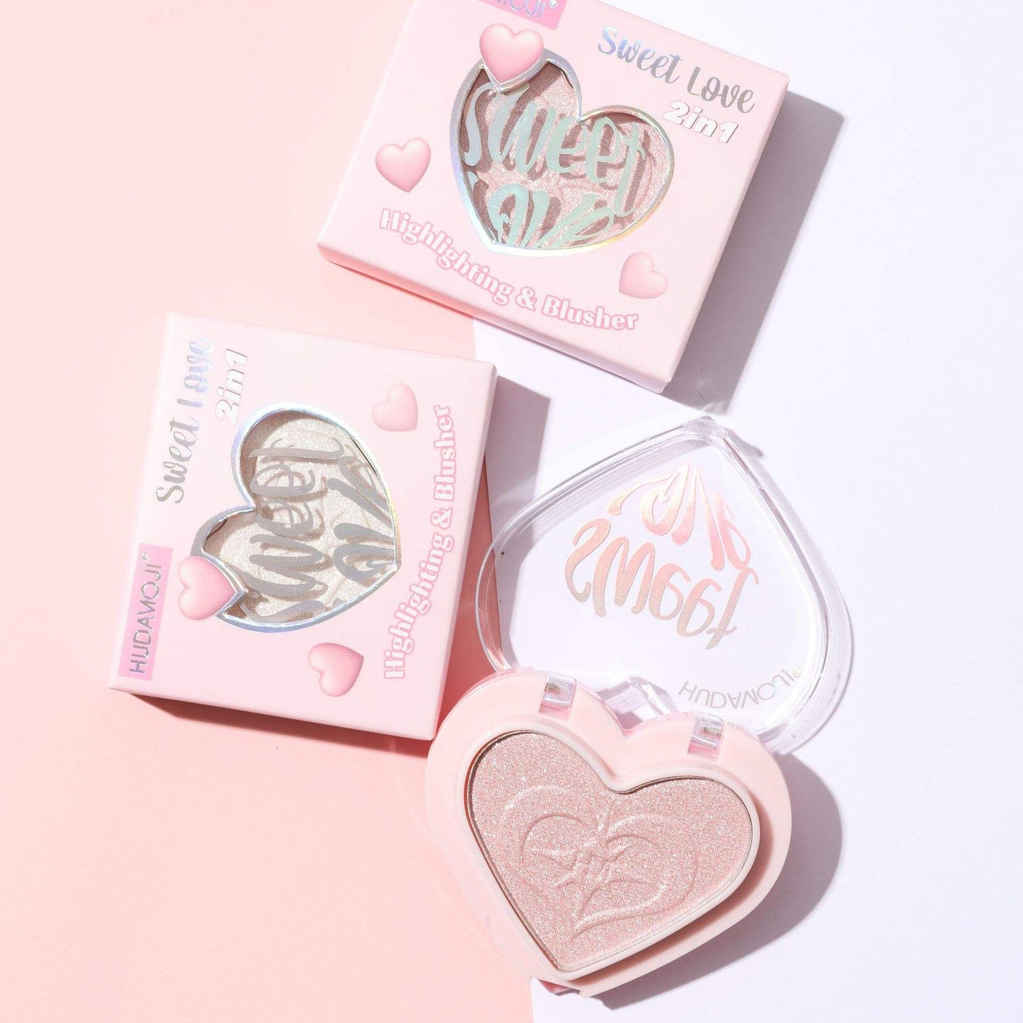 Hudamoji 2in1 Highlighter & Blusher Pack of 4
