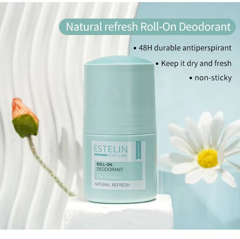 ESTELIN Anti Perspirant Roll On Deodorant Natural Refresh 48 Hr Protection 50ml