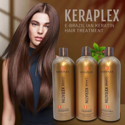 BK Keraplex Caviar Brazilian Keratin Hair Treatment Shampoo Sulfate Free Conditioner 3in1 Set