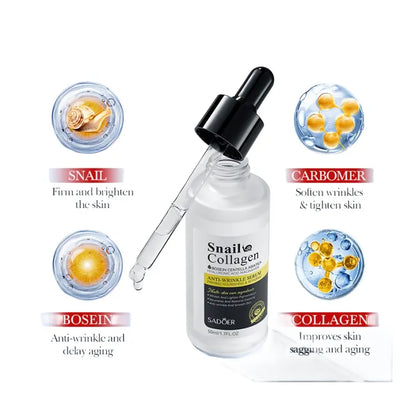 Sadoer Snail Collagen Bosein Centella Asiatica Anti Acne Whitening Anti Aging Repair Anti Wrinkle Face Serum