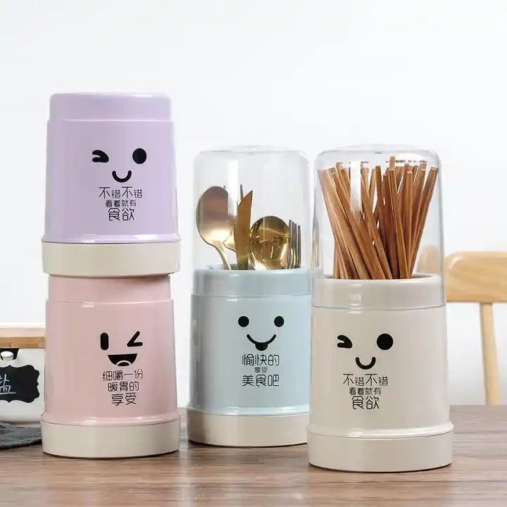 Cutlery Holder With Cover Chopsticks Fork Spoon Storage Box