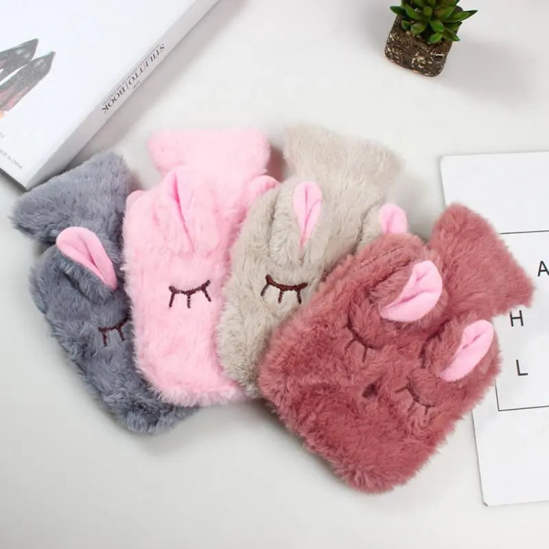 Hot Water Bottle Cover Soft Rabbit Knitted Cozy Plush Cover Bag