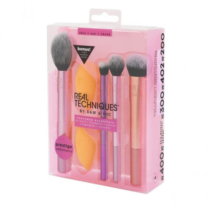 Real Techniques Everyday Essential Brush Set With Bonus Miracle Complexion Sponge
