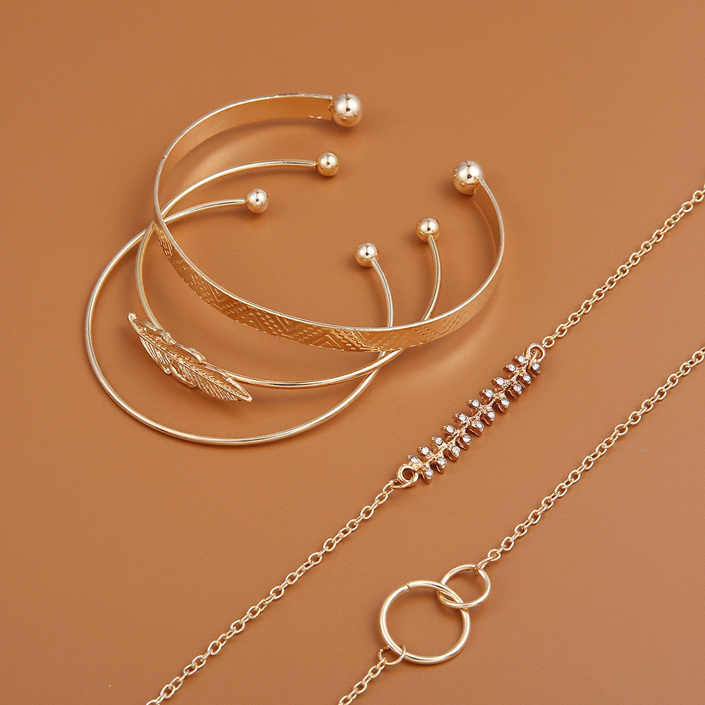 Fashion Jewellery 5 Pcs Bracelet Golden