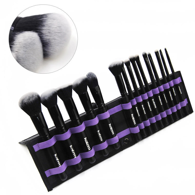 Kaizm Professional 15pcs Face & Eye Makeup Brush Kit, Soft Synthetic Bristles, Complete Beauty Brush Kit with Carrying Case