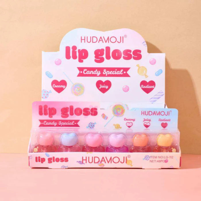Hudamoji Pack of 6 New Cute Heart Shape Candy Special Lip Gloss Set