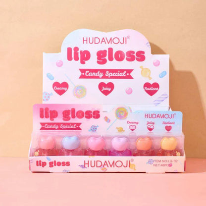 Hudamoji Pack of 6 New Cute Heart Shape Candy Special Lip Gloss Set