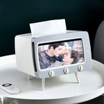 2in1 Creative Retro TV Tissue Box Organizer With Phone Stand