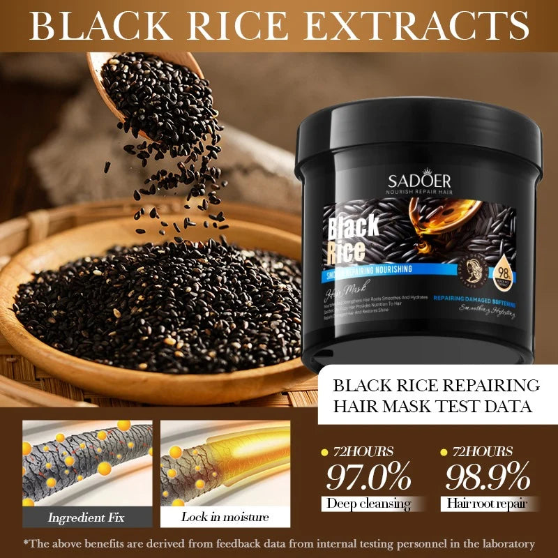 Sadoer Black Rice Smooth Repairing Hair Mask, 500 g