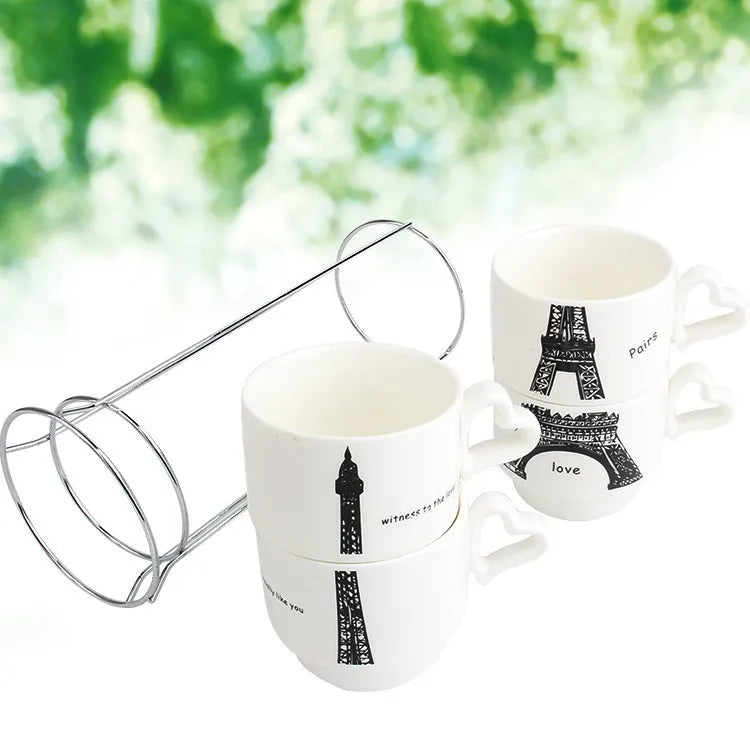 Paris Eiffel Tower Coffee Tea Cups 4in1 Set