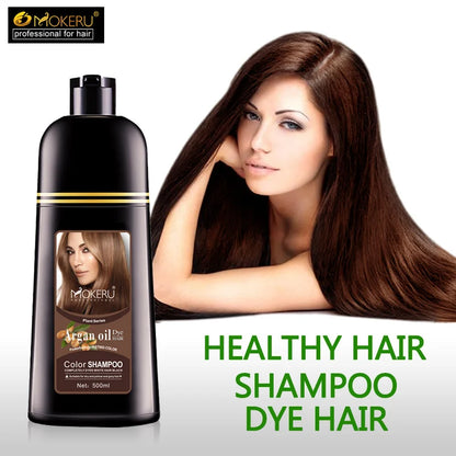 Mokeru Argan Oil Color Hair Dye Shampoo 500ml Brown