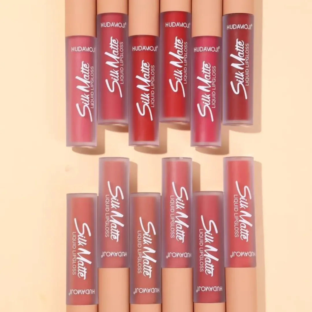Hudamoji Silky Smooth Matte Long Lasting Lipgloss Set Pack of 12
