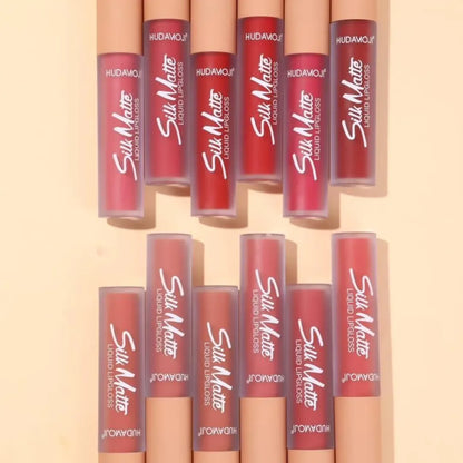 Hudamoji Silky Smooth Matte Long Lasting Lipgloss Set Pack of 12