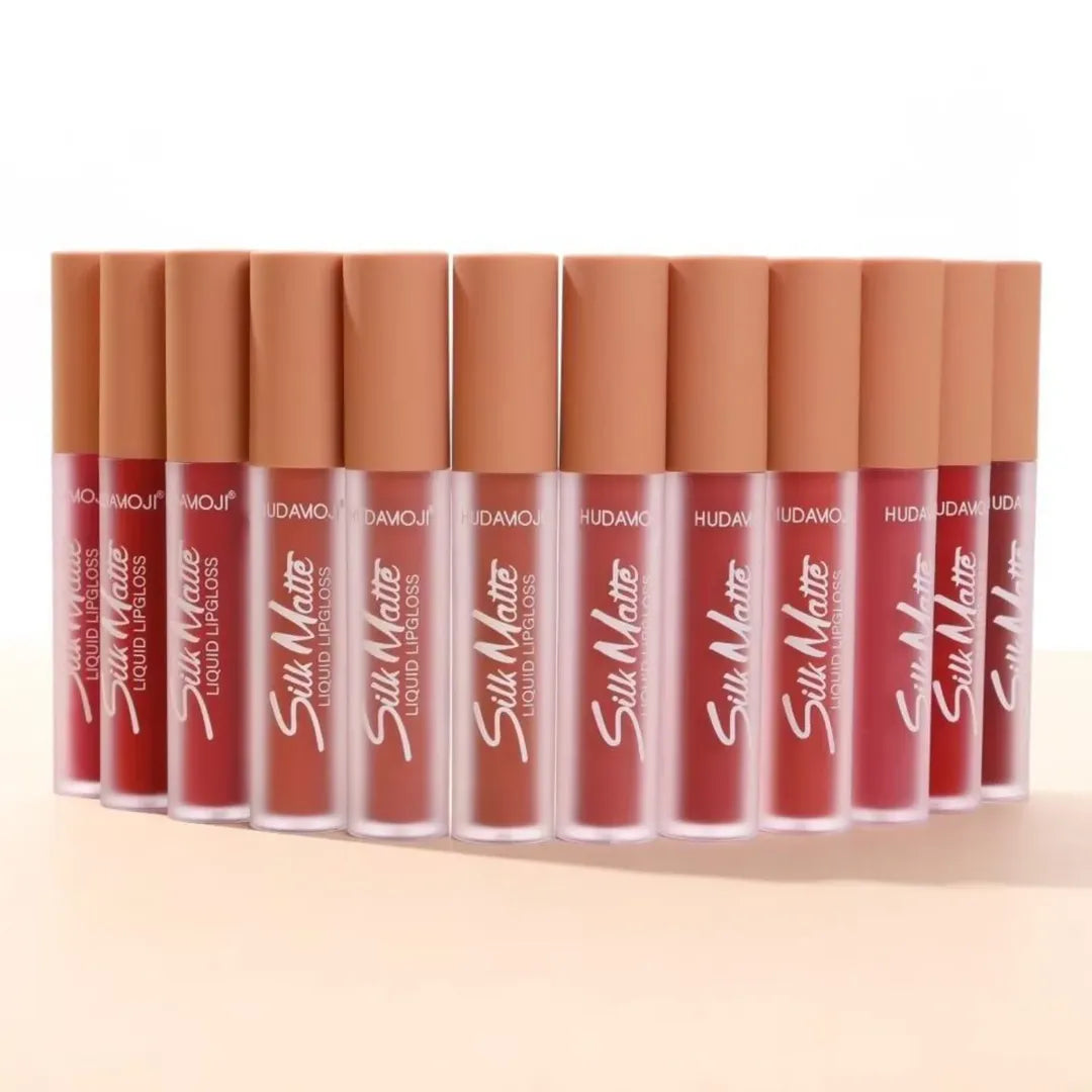Hudamoji Silky Smooth Matte Long Lasting Lipgloss Set Pack of 12