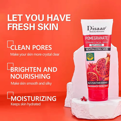 Disaar Pomegranate Vitamin E Deep Clean and Clear Face Wash Nourishing Moisturizing Whitening Facial Wash