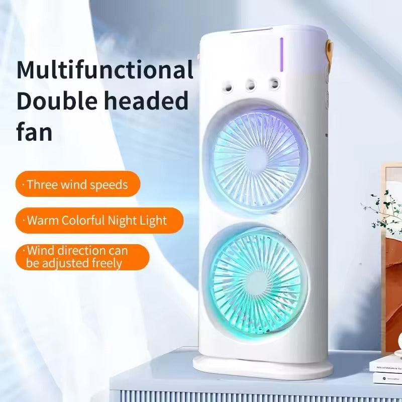 Remote Control Portable Evaporative Mist Air Cooler Fan 3-Speed Space Motorized Rotation Colorful Night Light Spray Cooling Fan