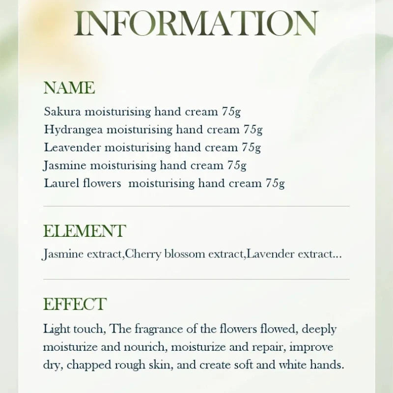 Bioaqua Botanical Water-Based Hand Cream Set 5 Pcs 75g Each