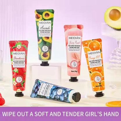 Meidian Fruit Extract Moisturizing Perfumed Hand Cream Set (Pack of 5) + Vaseline Lip Therapy Moisturizing Lip Balm for Dry, Cracked Lips