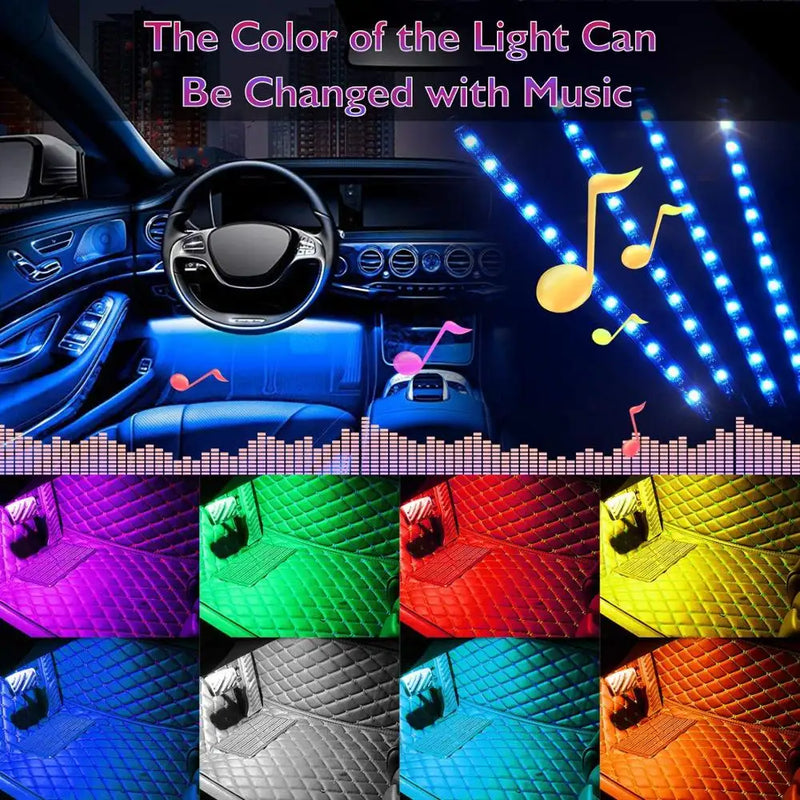 USB 48 RGB Led Light Strip With Music Remote Control For Car Or Home Decor