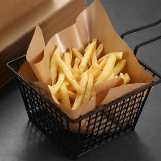 Mini Square Cube Iron French Fries Bucket Snack Rack Basket Restaurant Style Serving Platter