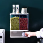 Wall Mounted Transparent Grain Storage Box Space Saving Cereal Dispenser Container