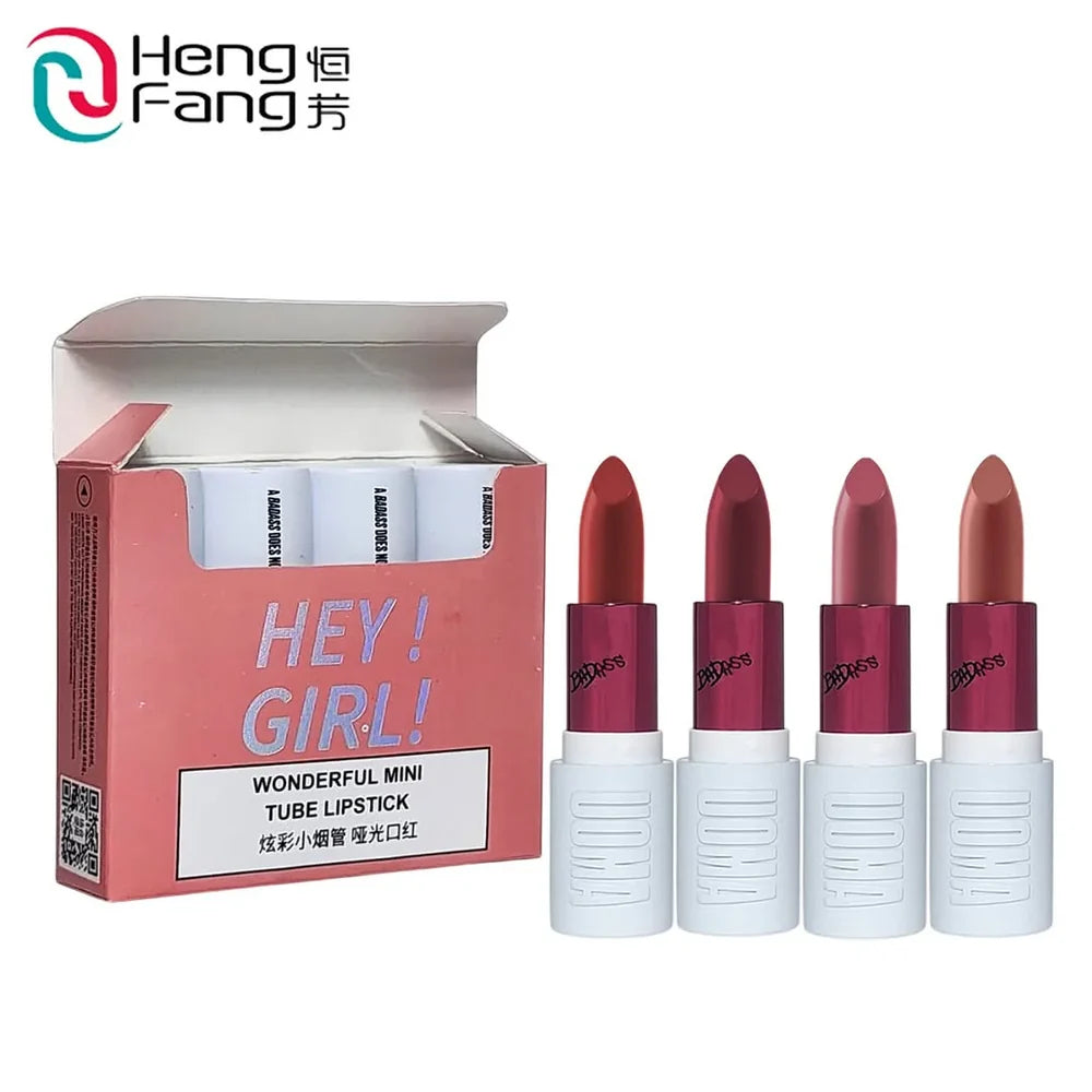 Hengfang Hey Girl Wonderful Mini Tube Matte Finish Lipstick 4 Pcs Set
