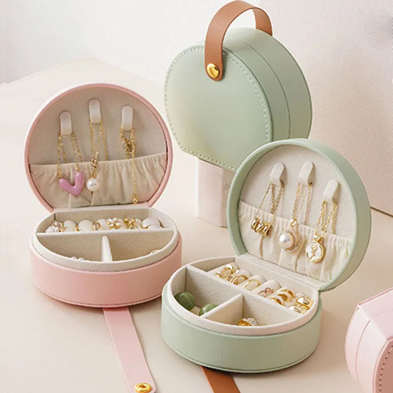 Multipurpose Mini Jewelry Organizer PU Leather Jewelry Case Storage Box