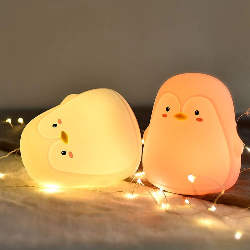 Cute Penguin LED Night Light Bedroom Lamp USB Charging