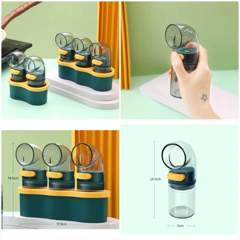 0.5 Gram Measurement Click Spice Bottle Spice Bottle Salt Shaker Dispenser 3pcs Set With Stand