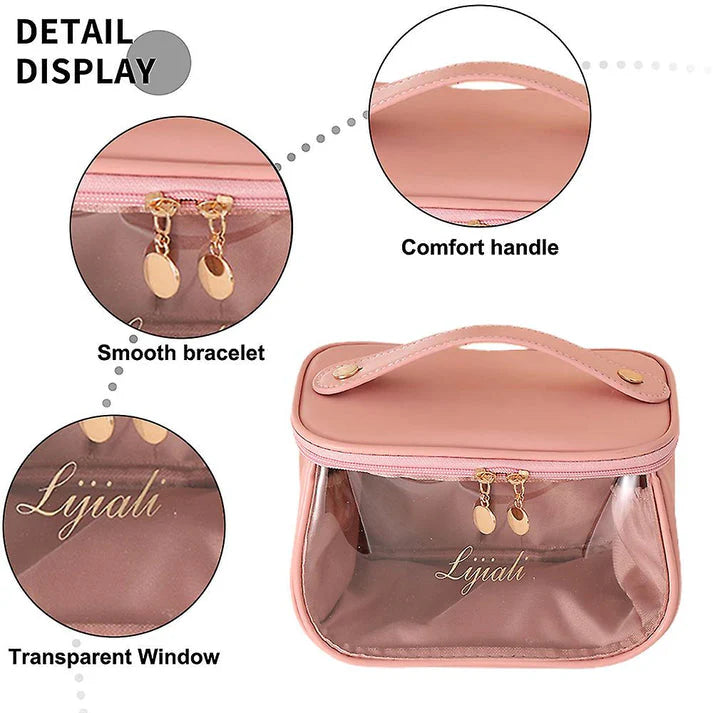 Multifunctional Luxury PU Leather Transparent Cosmetic Pouch Makeup Bag Organizer