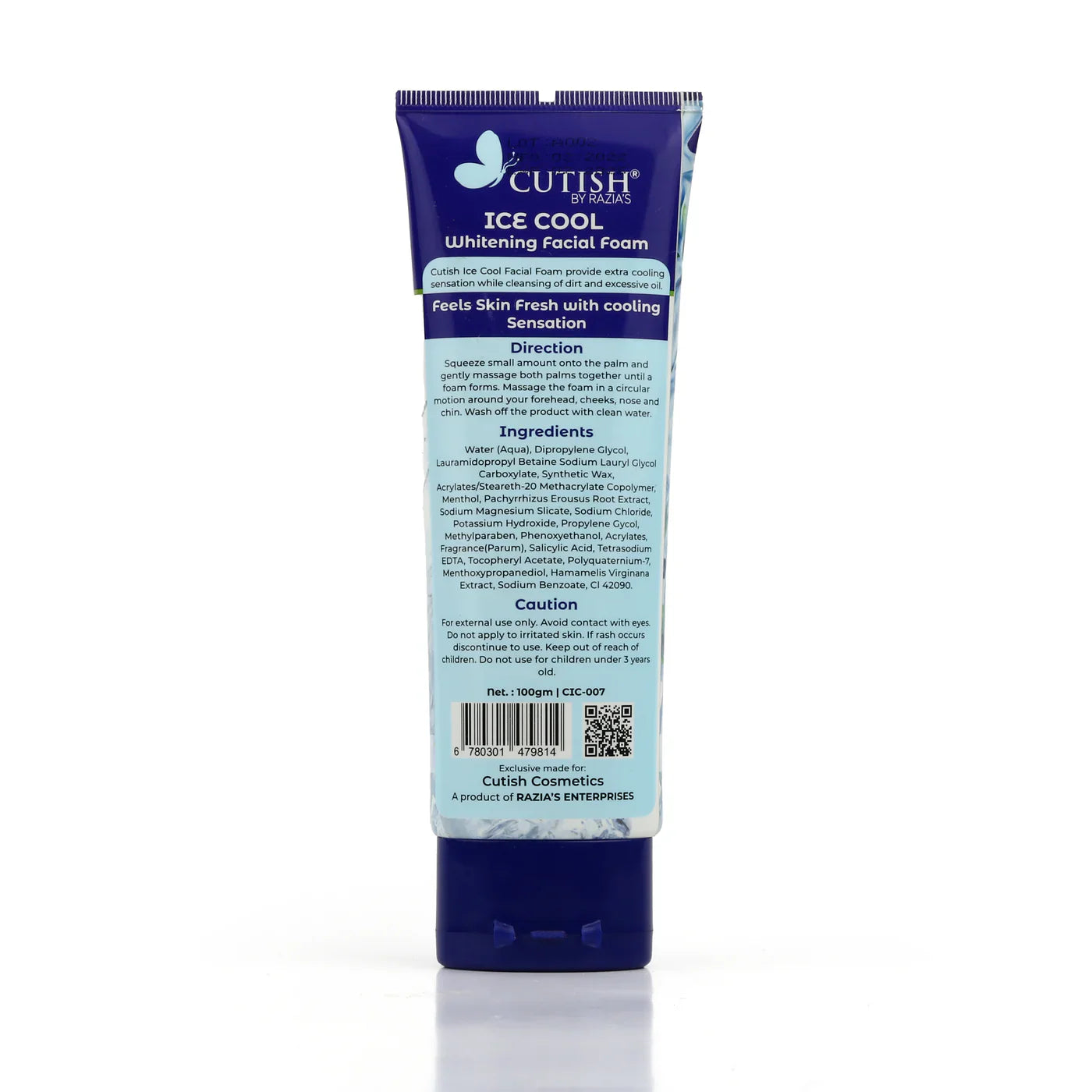 Cutish Deep Cleansing Ice Cool Whitening Facial Foam Oil Free 100g