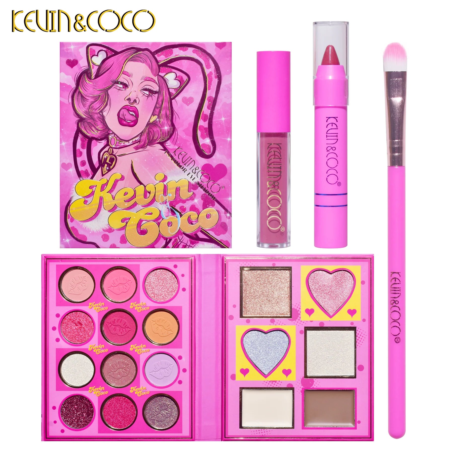 Kevin & Coco 18-Color Pink Cat Lady Makeup Kit