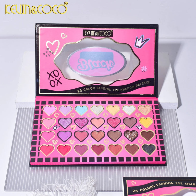 Kevin & Coco 28-Color Black & Pink Eyeshadow Palette