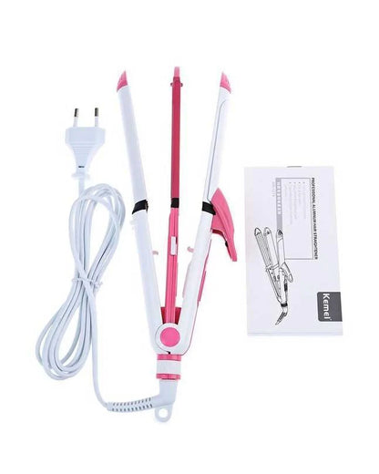 Kemei 1291 Hair Straightener Curler & Crimper 3-in-1 Instyler Versatile Styling For All Hair Types